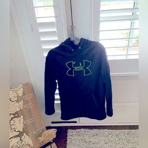 Under Armour sweatshirt with bright green lettering. Size Large